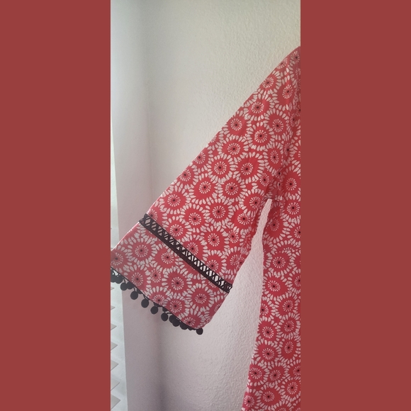 Garden Freak Cotton Print Pompom Trim Dress Sz Medium - Picture 4 of 9